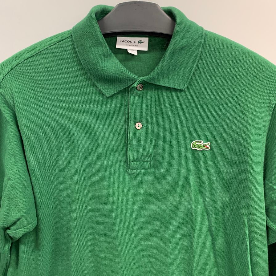 美品◆ラコステ クラシックフィット 長袖ポロシャツ メンズ サイズ USL グリーン LACOSTE 【AFB9】