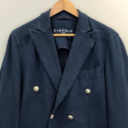 中古◆チルコロ 6Bダブル コットン ジャージー ジャケット ネイビー 50サイズ CIRCOLO 【AFB32】