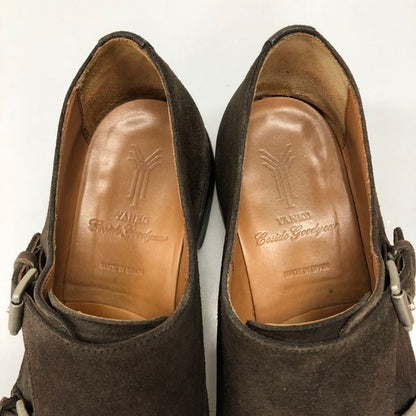 ヤンコ レザーシューズ ダブルモンクストラップ スエード 14453  メンズ ブラウン サイズUK8.5 YANKO 約26.5cm【AFC30】