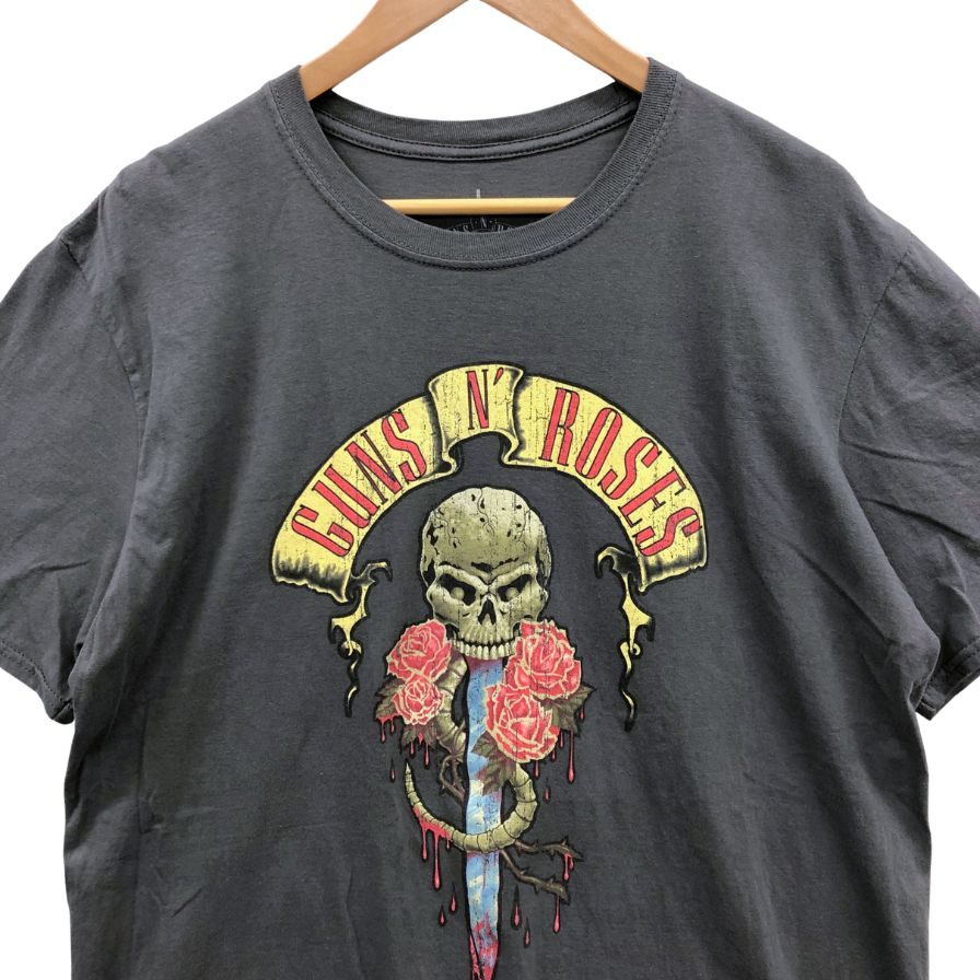 美品◆ガンズ＆ローゼス Tシャツ 公式 半袖 プリント バンド バンT チャコール グレー メンズ サイズL GUNS＆ROSES 【AFB29】