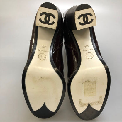 シャネル パテントレザー ロングブーツ ココマーク ブラウン レディース サイズ39C CHANEL 約25.5cm【AFC47】