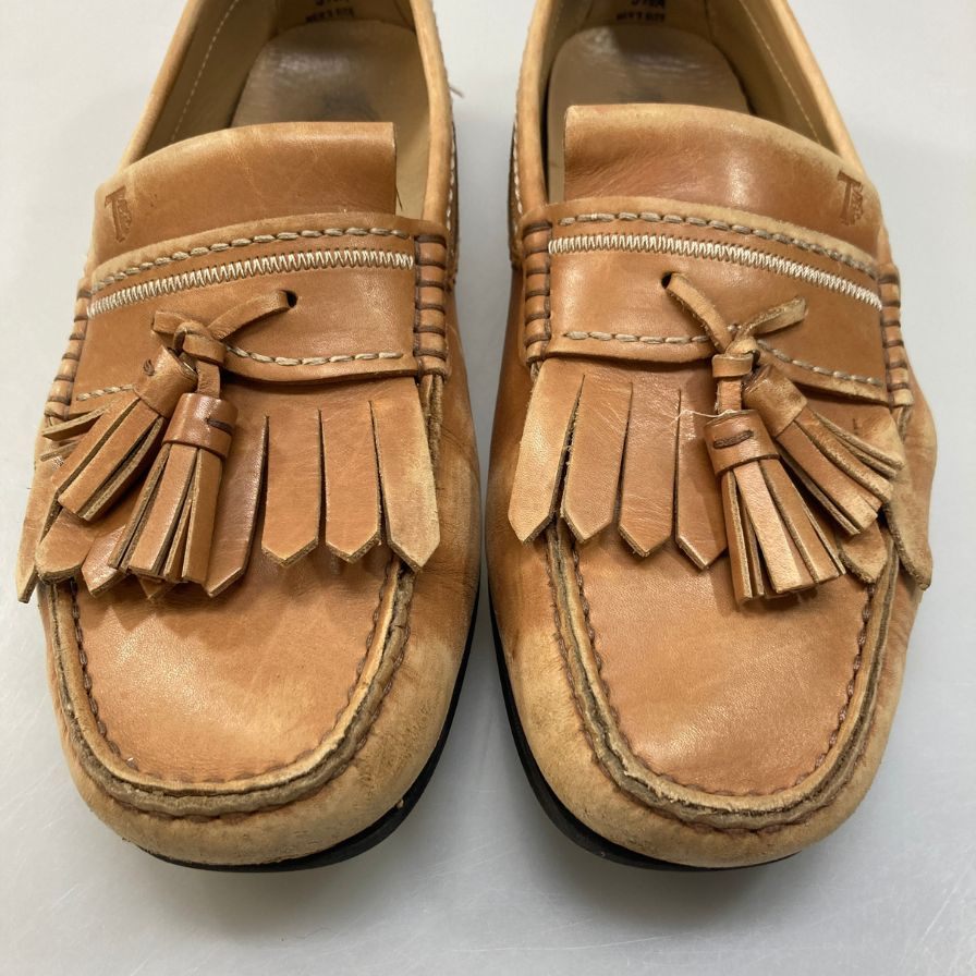 トッズ ドライビングシューズ タッセル メンズ ブラウン サイズ5.5 TOD‘S 約24.5cm【AFC29】