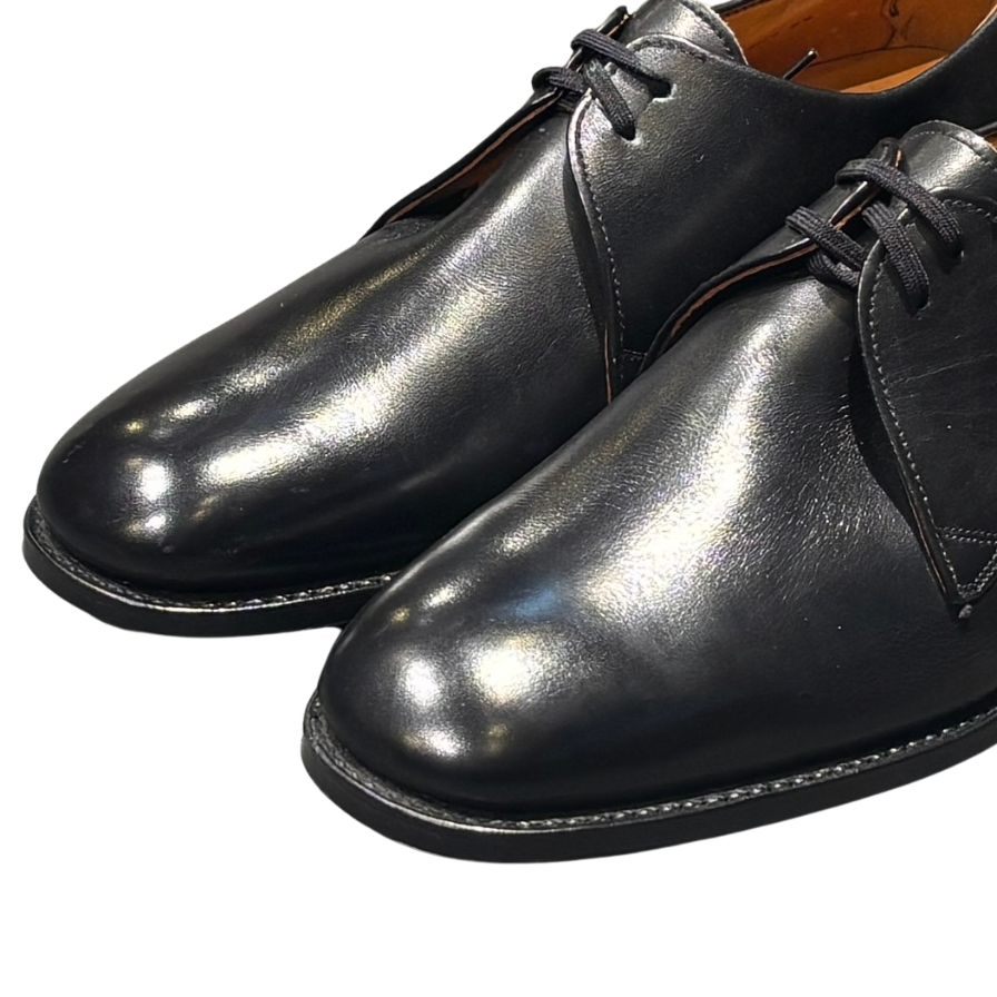 トリッカーズ レザーシューズ 筆記体ロゴ プレーントゥ ブラック サイズ6.5 メンズ Tricker's ビジネスシューズ 約25.0cm【LA】【中古】