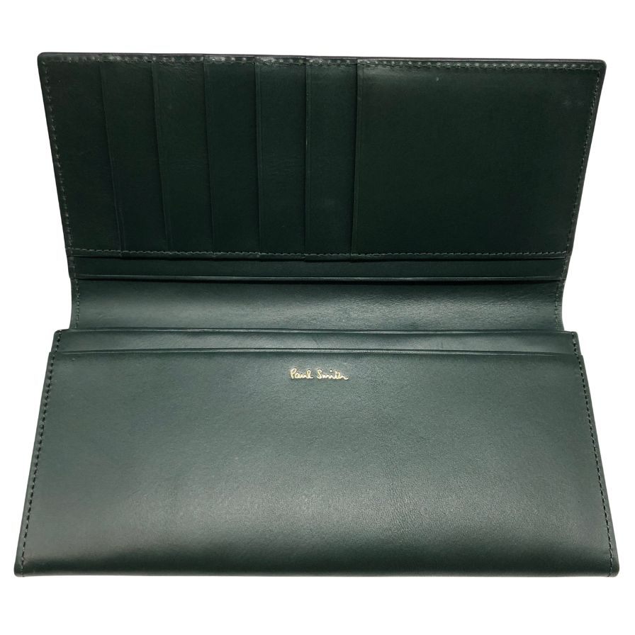 ポールスミス 長財布 コードバンレザー 馬革×牛革コンビ BPS628 メンズ ブラック&グリーン Paul Smith【AFI5】
