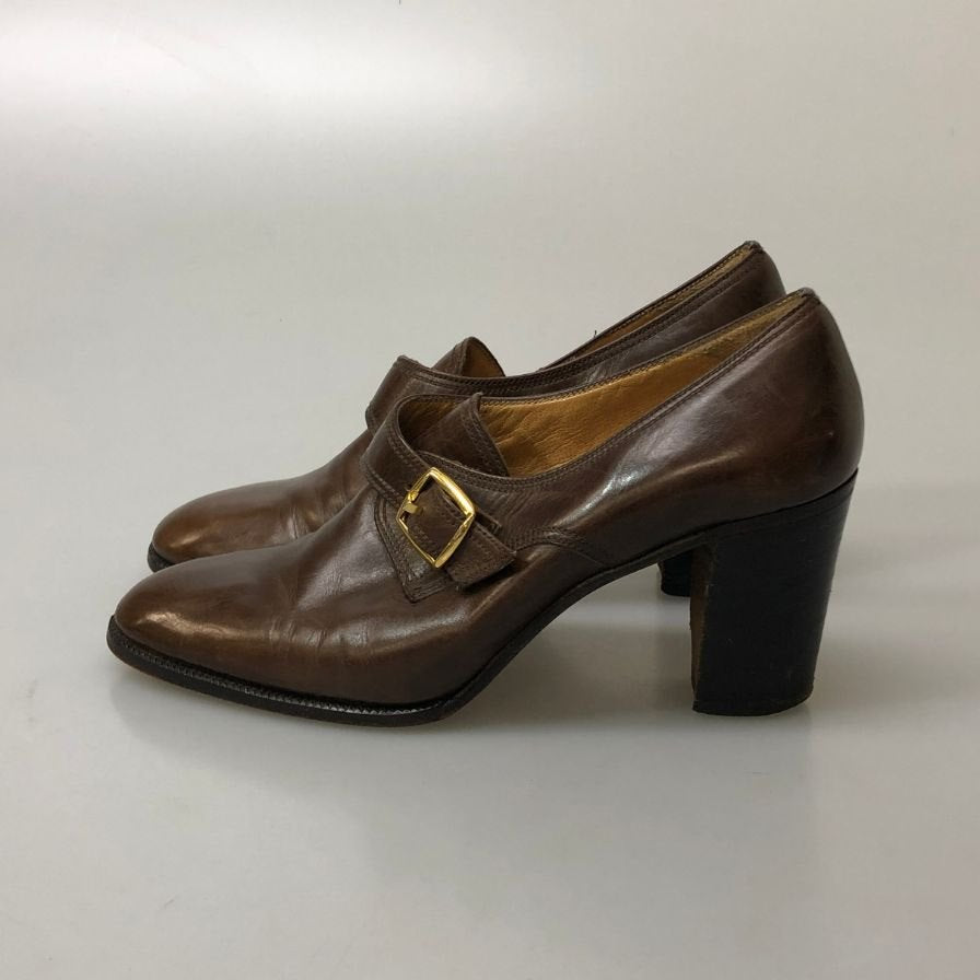 タニノクリスチー ヒールパンプス モンクストラップ ブラウン ゴールド金具 レディース サイズ37B TANINO CRISCI 約24.0cm【AFC31】