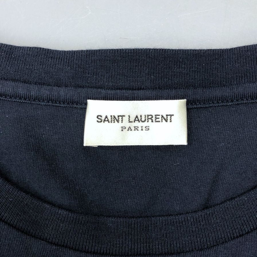 極美品◆サンローラン パリ Tシャツ リバースロゴ 23SS 663278 Y37AW メンズ サイズXL ネイビー SAINT LAURENT PARIS 【AFB38】