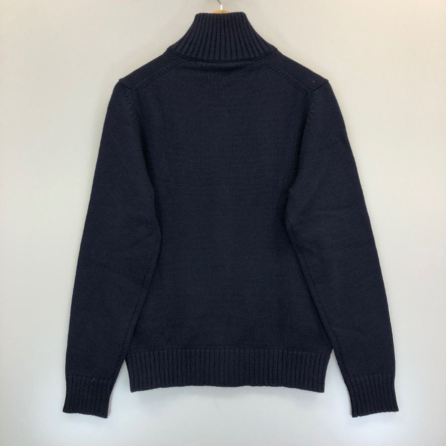 美品◆ザノーネ ニット 厚手 ハイネック ボタン コットン メンズ ネイビー サイズ48 ZANONE 【AFB44】