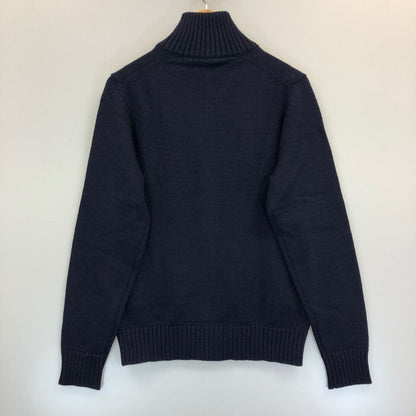 美品◆ザノーネ ニット 厚手 ハイネック ボタン コットン メンズ ネイビー サイズ48 ZANONE 【AFB44】