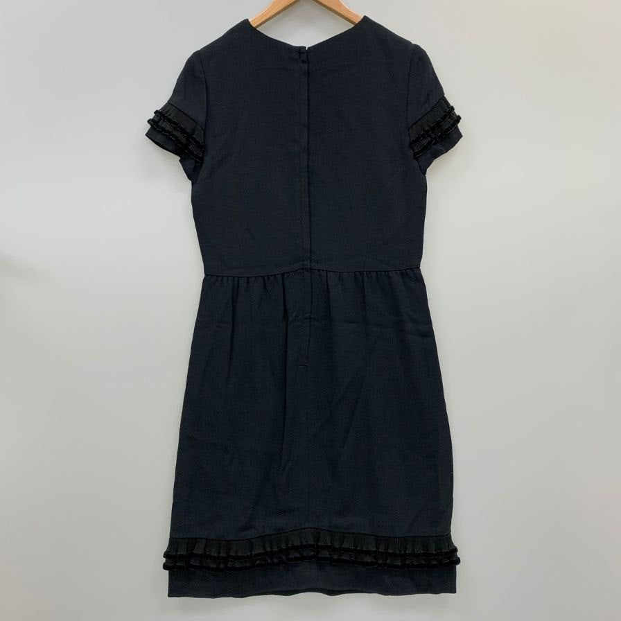 極美品◆レッド ヴァレンティノ 半袖ワンピース フリル レディース サイズ42 ブラック RED VALENTINO 【AFB1】