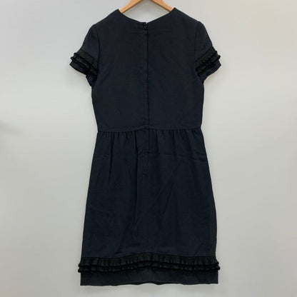 極美品◆レッド ヴァレンティノ 半袖ワンピース フリル レディース サイズ42 ブラック RED VALENTINO 【AFB1】