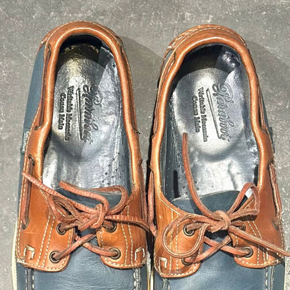 パラブーツ レザーデッキシューズ バース ブルーブラウンコンビ  メンズ UK8 PARABOOT デッキシューズ 約26.5cm【LA】【中古】