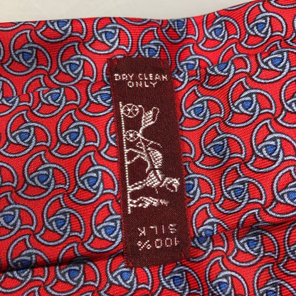 エルメス ネクタイ 総柄 プロペラ柄 シルク レッド系 メンズ HERMES【AFI6】
