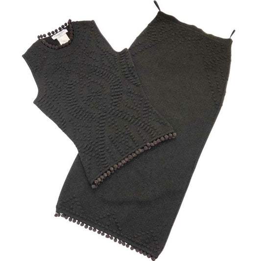 中古◆クリスチャンディオール ブティック ジョンガリアーノ期 ニットセットアップ ウール レディース ブラウン サイズ４Christian Dior 【AFB11】