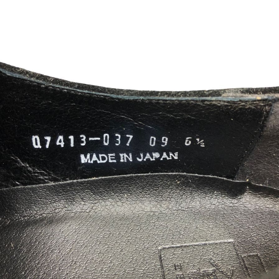 三陽山長 柔八 シングルモンクストラップ スエード  Q741303709 ブラック サイズ6.5 約24.5cm【AFD9】