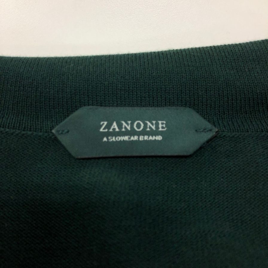 美品◆ザノーネ ニット 襟付き コットン メンズ  グリーン サイズ50 ZANONE 【AFB34】