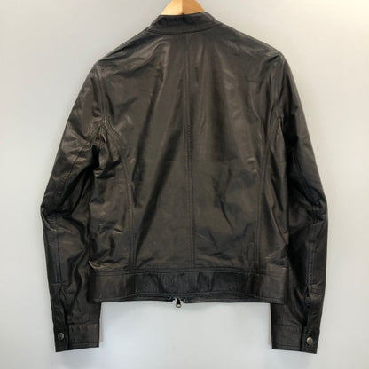 美品◆エンメティ レザージャケット シングル ライダース ラムスキン メンズ ブラック サイズ 44 EMMETI 【AFG1】