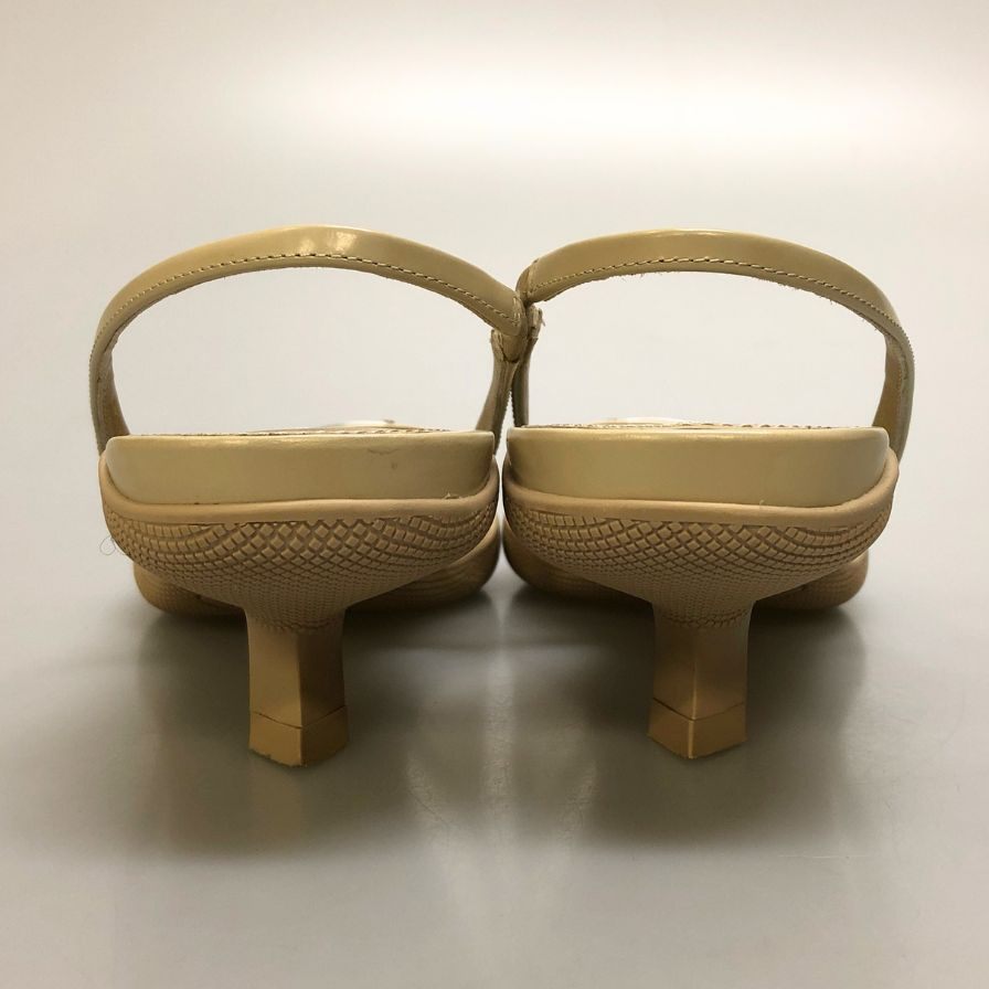 プラダ パンプス スリングバック メッシュ トライアングルロゴ ベージュ レディース サイズ37 約24.0cm【AFC31】