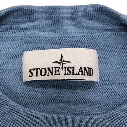 美品◆ストーンアイランド クール ネック ニット ウール サイズXL ブルー  メンズ  STONE ISLAND 【AFB24】