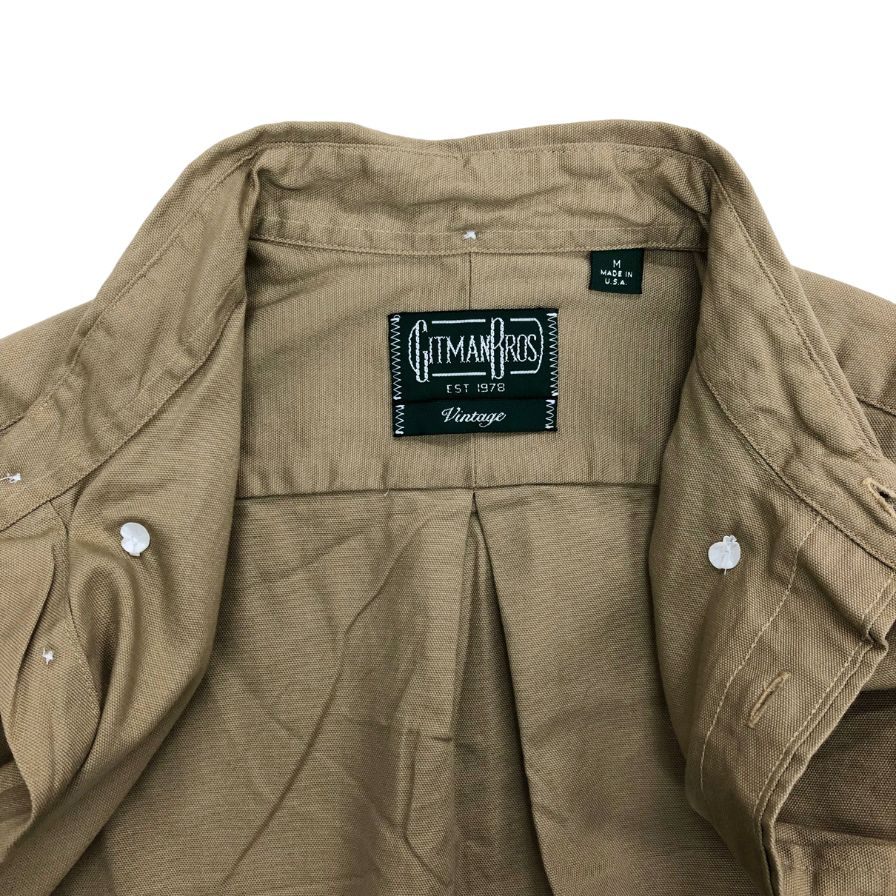 美品◆ギットマン ヴィンテージ 長袖シャツ ボタンダウン アメリカ製 コットン メンズ ベージュ サイズM GITMAN VINTAGE 【AFB9】