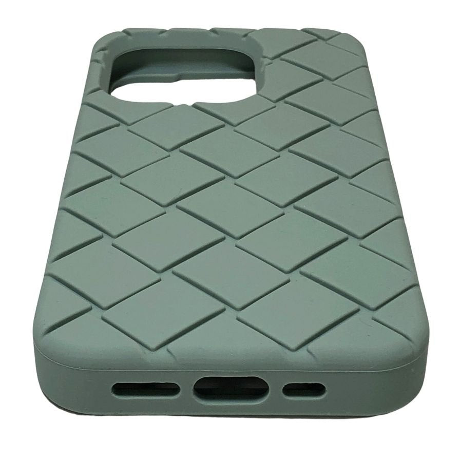 ボッテガヴェネタ iPhoneケース iPhone15Pro ラバー イントレチャート グリーン系 BOTTEGA VENETA【AFI27】【中古】