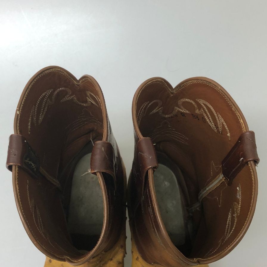 ルケーシー ウエスタンブーツ オーストリッチコンビ メンズ サイズ 8.5D ブラウン LUCCHESE 約26.5cm【AFI30】