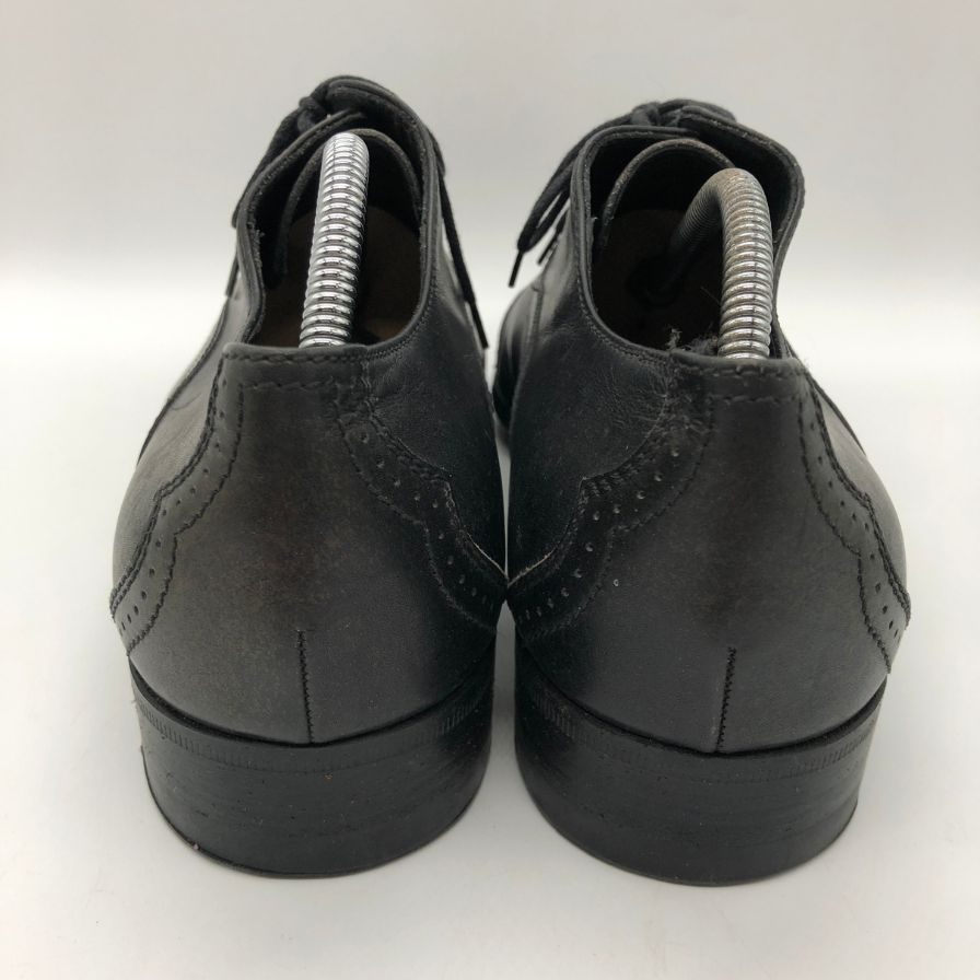 グッチ レザーシューズ ウイングチップ メダリオン 124099 カーフ メンズ ブラック サイズ39.5E GUCCI 約24.5cm【PTM】
