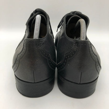 グッチ レザーシューズ ウイングチップ メダリオン 124099 カーフ メンズ ブラック サイズ39.5E GUCCI 約24.5cm【PTM】