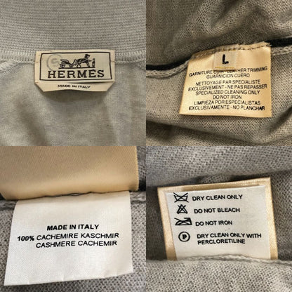極美品◆エルメス ニット長袖シャツ カシミヤ グレー  サイズL HERMES 【AFB4】