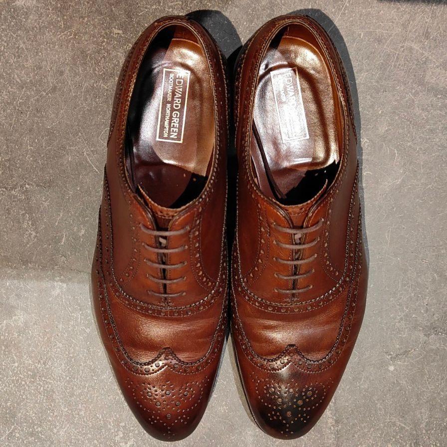 エドワードグリーン マルバーン フルブローグ 82ラスト ブラウン サイズUK8.5 EDWARD GREEN ビジネスシューズ 約27.0cm【LA】【中古】