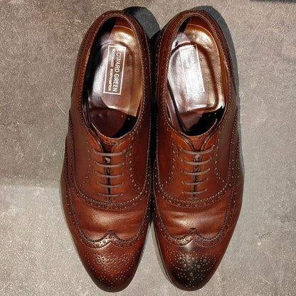エドワードグリーン マルバーン フルブローグ 82ラスト ブラウン サイズUK8.5 EDWARD GREEN ビジネスシューズ 約27.0cm【LA】【中古】