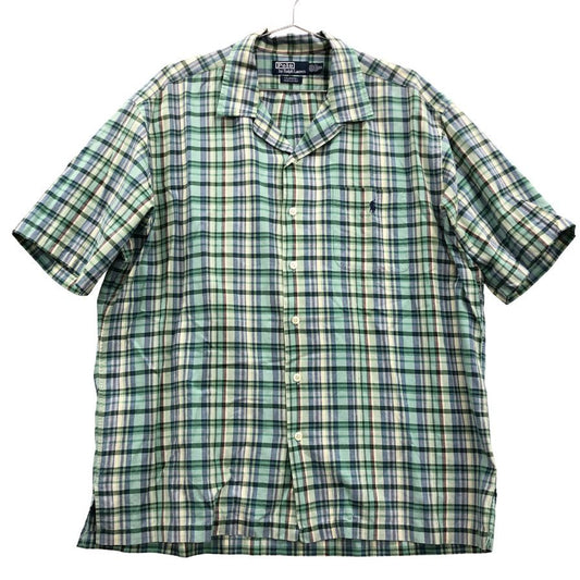 美品◆ラルフローレン ヴィンテージ開襟シャツ CALDWELL チェック メンズ サイズXL POLO RALPH LAUREN 【AFB42】