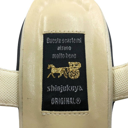 新宿屋 レザーパンプス サンダル レザー×パイソン 4500-545 アイボリー 24.5cm レディース shinjukuya 約24.5cm【7-6】