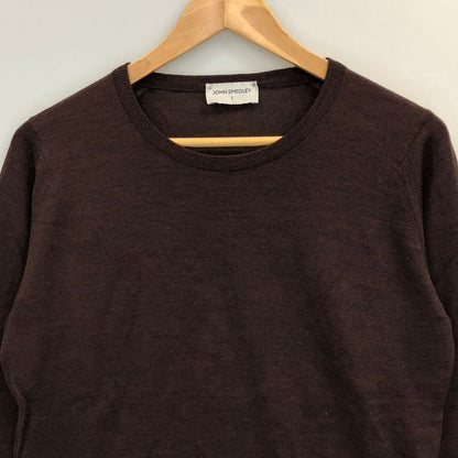 美品◆ジョンスメドレー  ウール  クルーネック 長袖 シャツ メンズ サイズ  S ブラウン系  JOHN SMEDLEY 【AFB5】