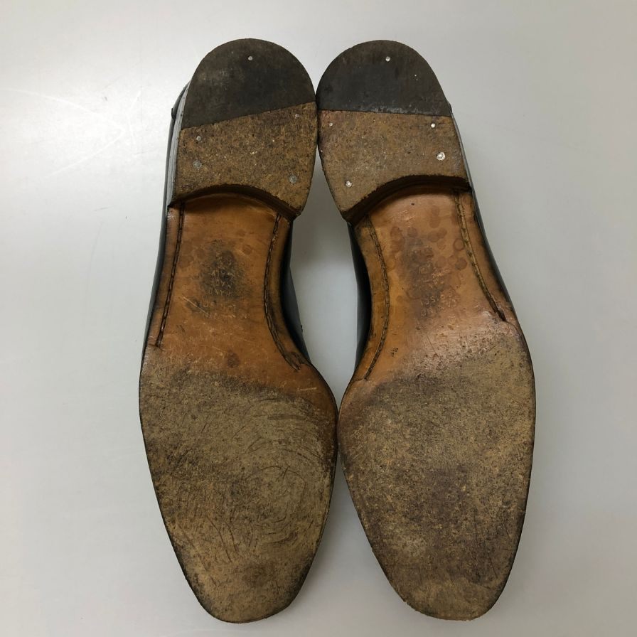 タニノクリスチー レザーシューズ スリッポン プレーントゥ ブラック サイズ5.5 メンズ TANINO CRISCI 約24.0cm【AFC36】