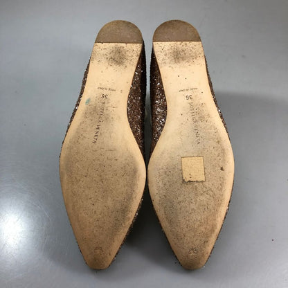 ボッテガヴェネタ パンプス グリッター フラット イントレチャート ピンク系 レディース サイズ36 BOTTEGA VENETA 約23.0cm【AFC42】