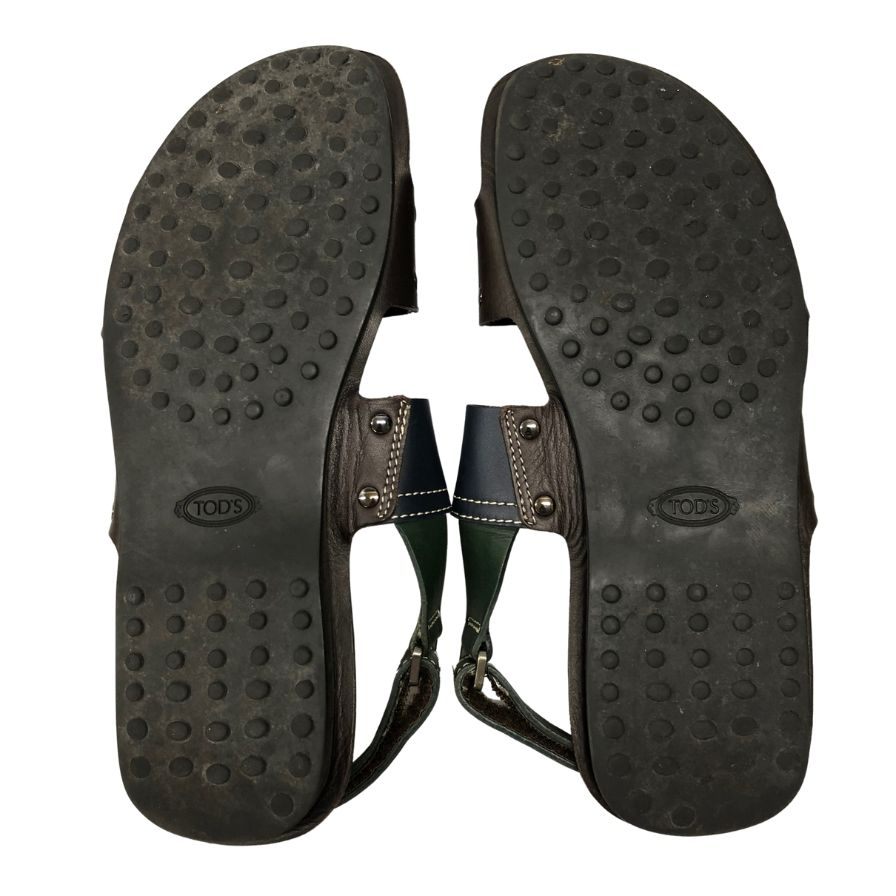 トッズ レザーサンダル ブラウン メンズ サイズ7 TOD’S 約25.5cm【AFC36】