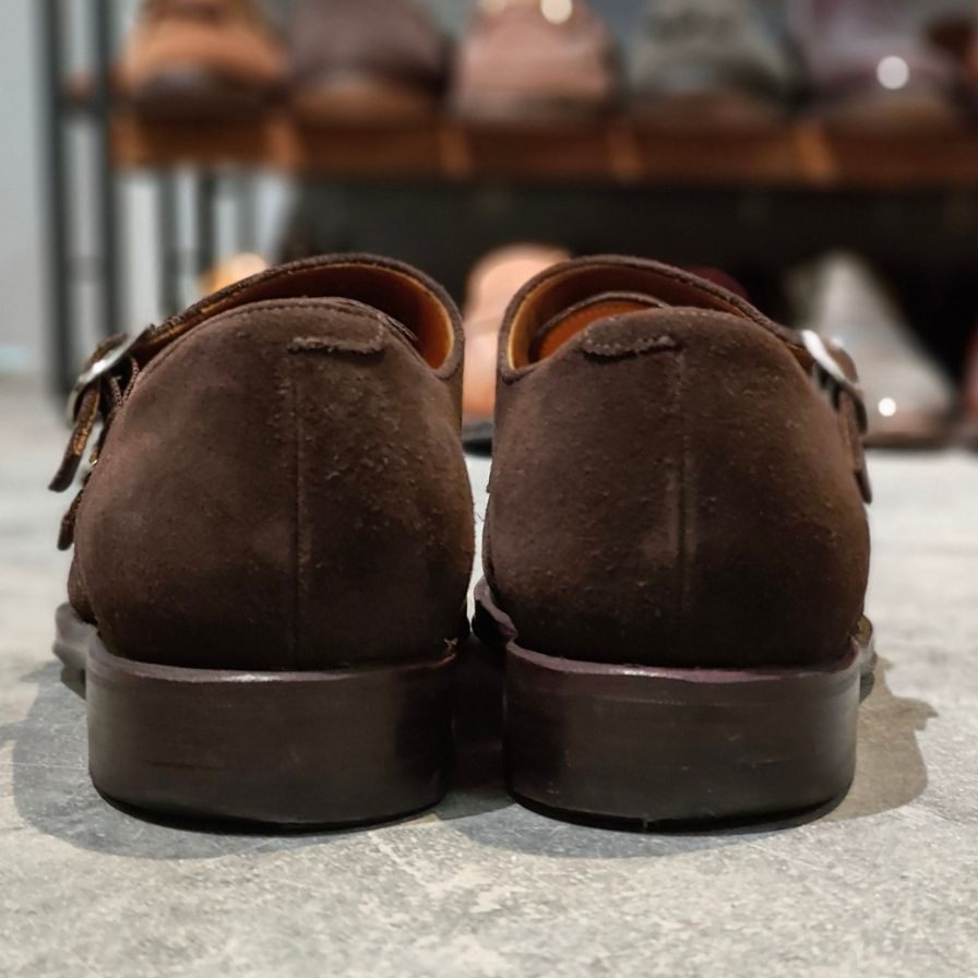 ジャランスリワヤ レザーシューズ 98374 ダブルモンク スエード  ブラウン サイズUK7 メンズ Jalan Sriwijaya ビジネスシューズ 約25.5cm【LA】【中古】