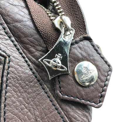 ヴィヴィアンウエストウッド パンチングオーブ レザー トートバッグ ユニセックス ブラウン  Vivienne Westwood【AFE5】