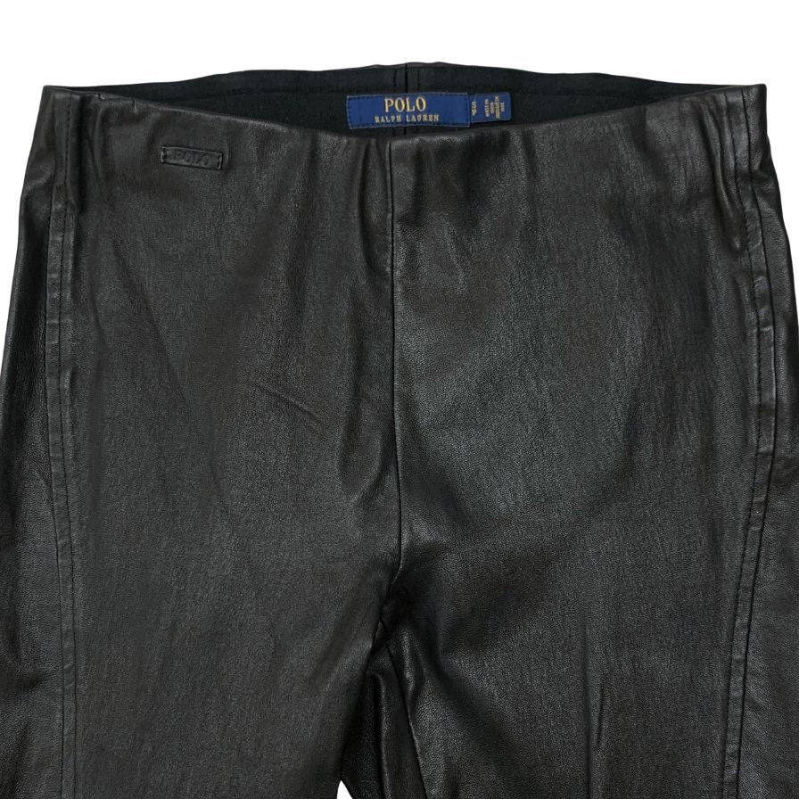 ポロ ラルフローレン レザー パンツ レギンスタイプ ウエストゴム レディース ラムスキン 裾ジップ サイズS ブラック Polo Ralph Lauren 【AFB10】