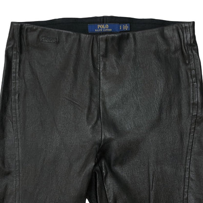 ポロ ラルフローレン レザー パンツ レギンスタイプ ウエストゴム レディース ラムスキン 裾ジップ サイズS ブラック Polo Ralph Lauren 【AFB10】