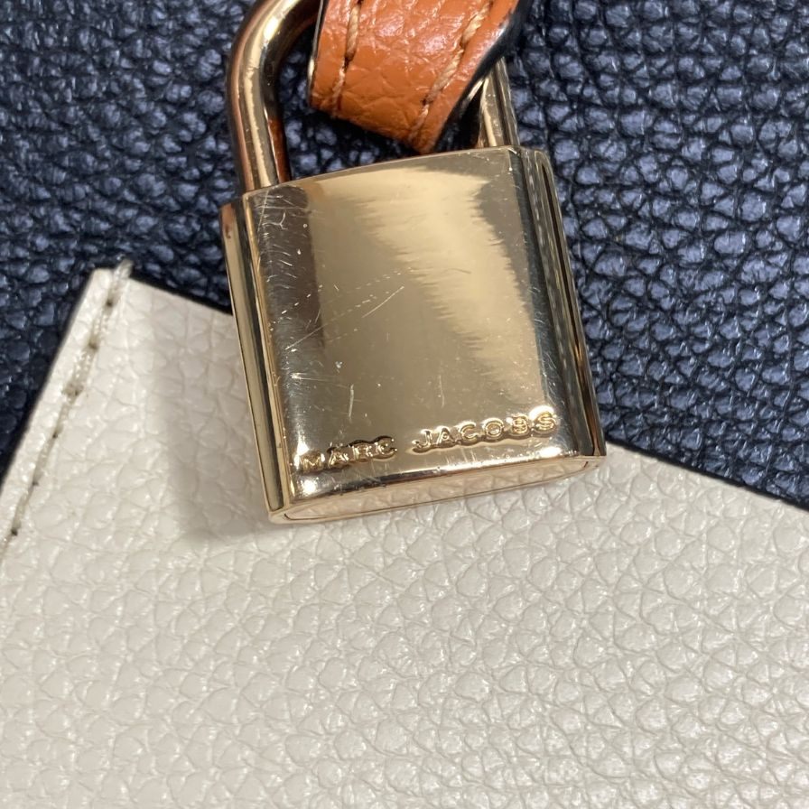 マークジェイコブス 2WAY バイカラー ミニハンドバッグ ネイビー×ホワイト ショルダー MARC JACOBS【AFE3】