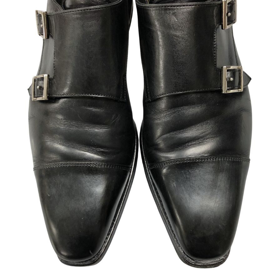 サントーニ レザーシューズ ダブルモンク 14064 ブラック サイズUK8 Santoni 約27.0cm【AFC3】