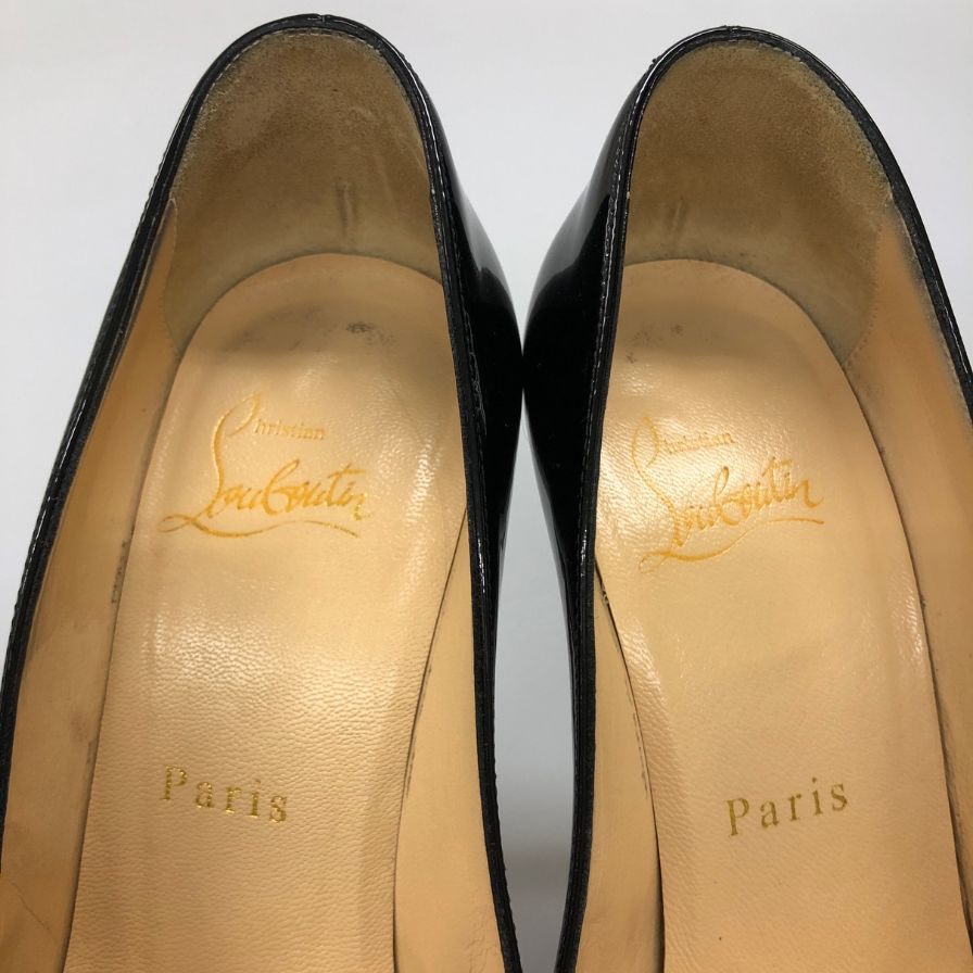 ルブタン ラウンドトゥ ハイヒール パテントレザー ブラック サイズ35 Christian Louboutin 約21.5cm【AFD1】