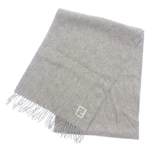 Like new◆Fendi muffler logo embroidery cashmere gray FENDI [AFI23] 