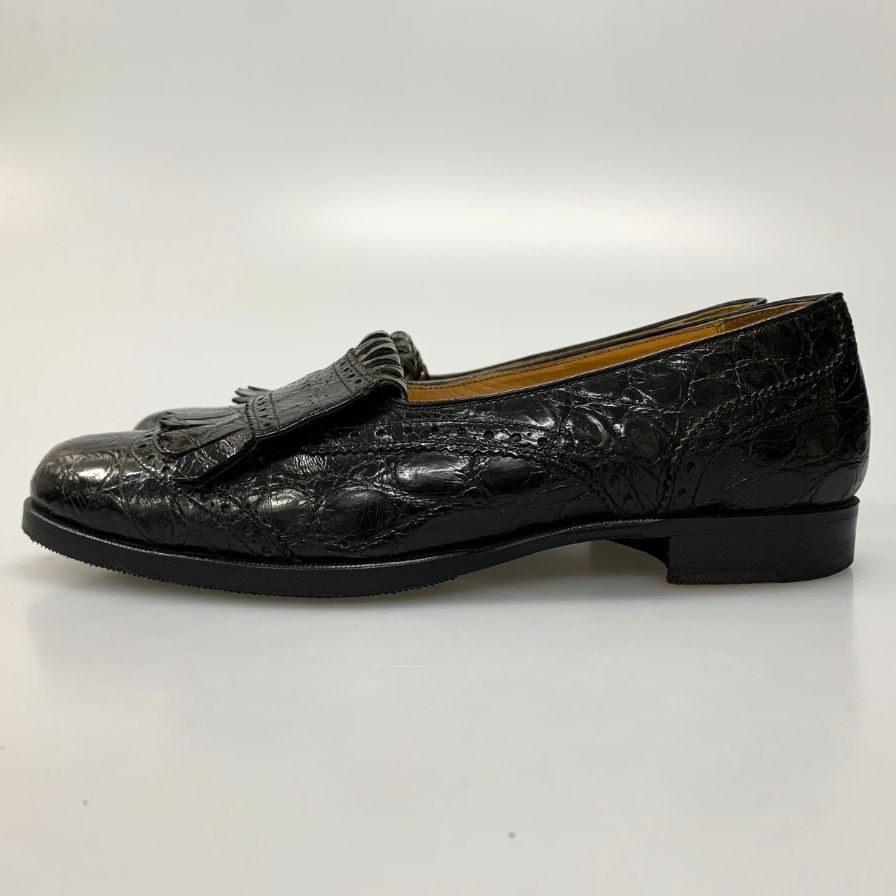 ラルフローレン リアルクロコダイルレザー ローファー ブラック サイズ24EE メンズ 革靴 Polo Ralph Lauren 約24.0cm【AFC6】