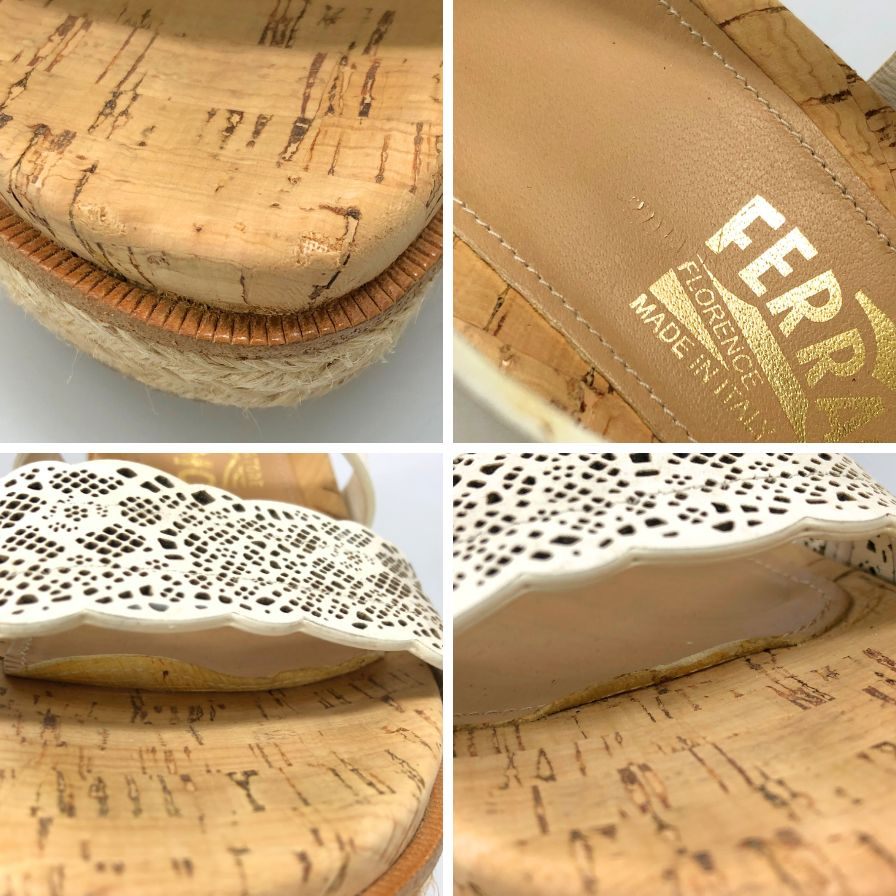 サルヴァトーレフェラガモ エスパドリーユ ウェッジソール サンダル レディース サイズ 6.5 Salvatore Ferragamo 約25.5cm【AFC35】