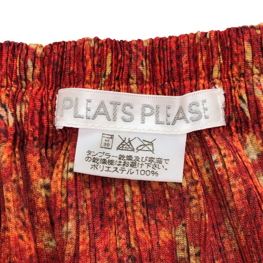 プリーツプリーズ イッセイミヤケ スカート 総柄 オレンジ系 レディース サイズ1 PP14-JG485 PLEATS PLEASE ISSEY MIYAKE【AFB34】