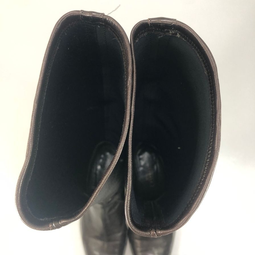 銀座フタバヤ ロングブーツ レザー ブラウン レディース サイズ35 GINZA FUTABAYA 約22.5cm【AFD9-2】