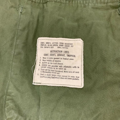 中古◆アメリカ軍 ジャングルファティーグジャケット 60年代後期 グリーン メンズ サイズMEDIUM-SHORT U.S. Army 【AFB12】