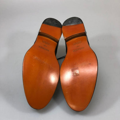 エルメス レザーシューズ プレーントゥ セリエボタン フラップ カーフ ブラック サイズ41.5 メンズ HERMES 約26.5cm【PTM1】